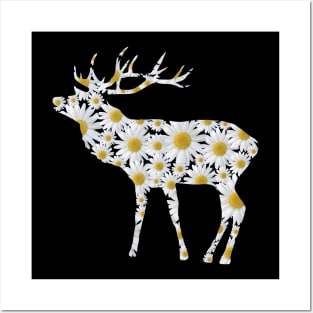 deer stag daisy flower wild animal hunting daisies bloom Posters and Art